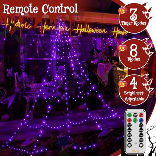 Halloween Lights Outdoor 266 LEDs Spider Web Lights Purple Halloween Decorations (Purple)