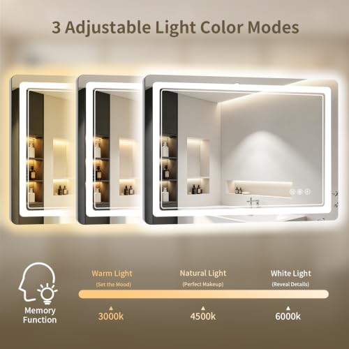 36"x36" LED Bathroom Mirror with Lights (36"L x 36"W)
