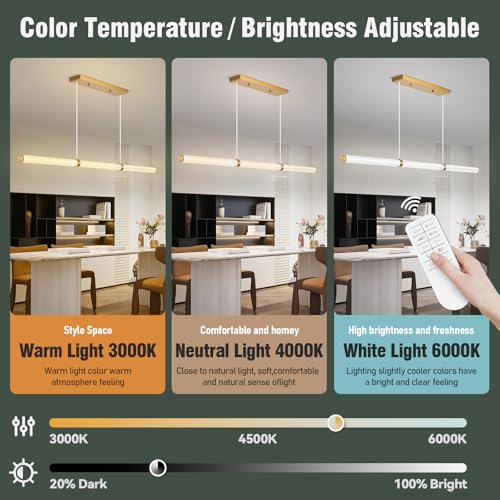 47" LED Linear Pendant Light Fixtures (Gold / 47IN)