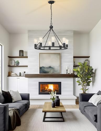 Wagon Wheel Chandelier (Black-1 / 24 inch)