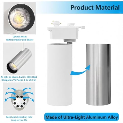 Plug in H Type LED Track Lighting Kits Dimmable Adjustable Angle Heads (Lights Kit)