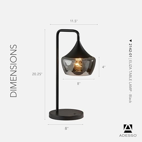 Table Lamp Black & Smoked Glass (Black / Table Lamp)
