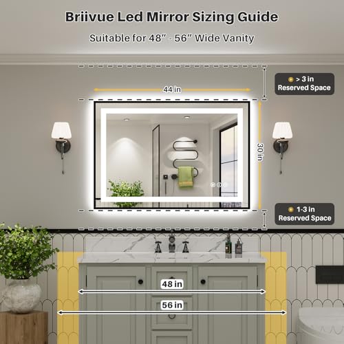 44x30 Inch LED Bathroom Mirror with Black Frame (Backlit+front Lit With Black Frame / 44"L x 30"W)