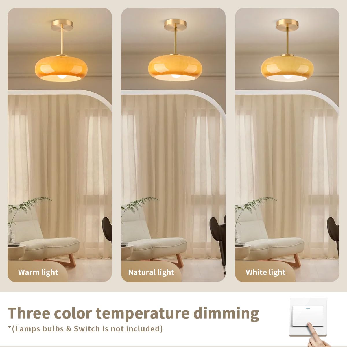 Brass Modern Hallway Ceiling Light (Orange)