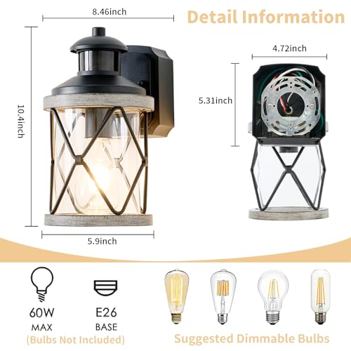 Dusk to Dawn Motion Sensor Outdoor Porch Light with GFCI Outlet (White / 1 Pack)