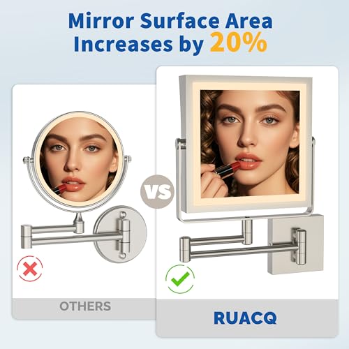 Wall Mounted Makeup Mirror with Lights 1X (Brushed Nickel)