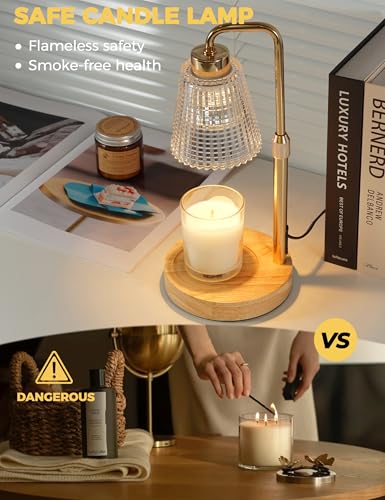 Modern Candle Warmer Lamp with 24h Cycle Timer (Raw wood)