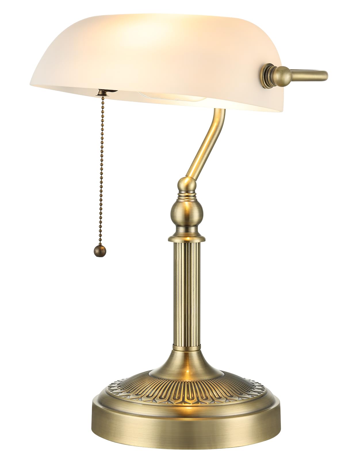 Matted White Traditional Glass Bankers Desk Lamp (Matted White-Simple / Simple style)