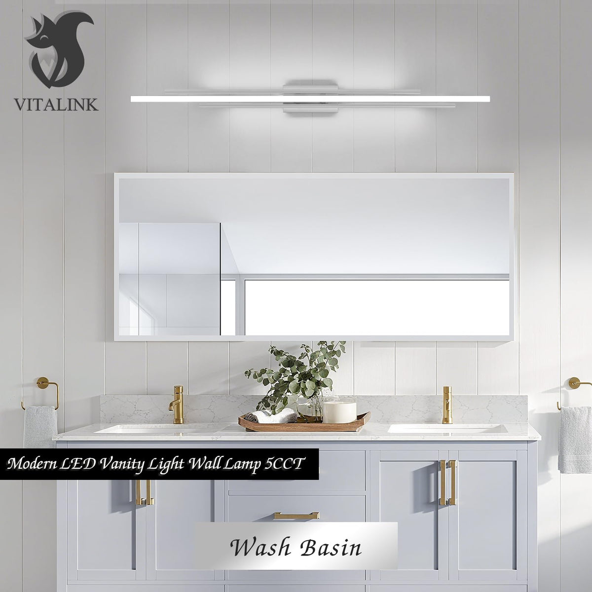 55 Inches Nickel LED Modern Bathroom Vanity Light Fixtures Dimmable 5CCT Vanity Light Bar Over Mirror 3 (55 Inches:Nickel)