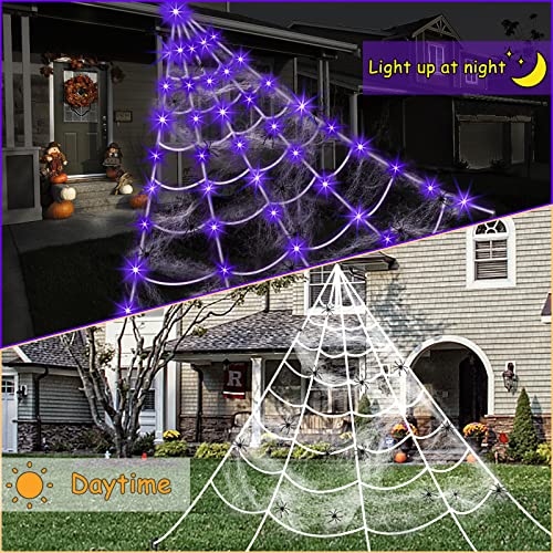 Spider Web Halloween Decoration Outdoor Lights (Battery-Purple Lights)