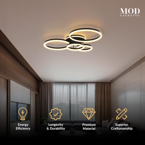 Chloe Flush Mount Ceiling Light (Black Ash / 5 Circles / Warm White)