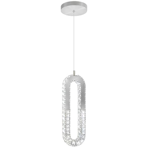 1 Ring Chandelier Silver Modern Pendant Lighting LED Dimmable Hanging Crystal Chandelier for Kitchen Island Foyer Lobby Living Room Staircaes (Silver / 1 Ring)