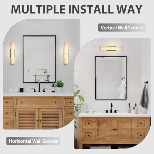 20" Alabaster Wall Sconce (Black-1 PC / 20")