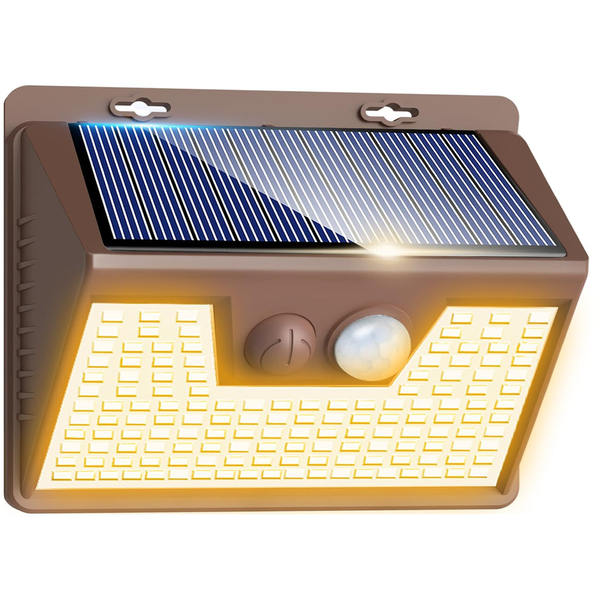 Solar Lights Outdoor Motion Sensor Waterproof (1 Pack / Brown Frame-Warm)