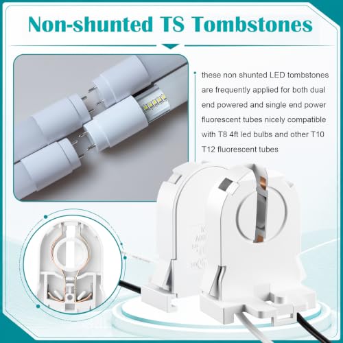 100 Pack Non Shunted LED Tombstones T8 T12 Lamp Holder (with Wire)