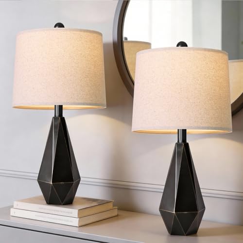 Table Lamps Set of 2 for Bedroom (Medium - Light Black)