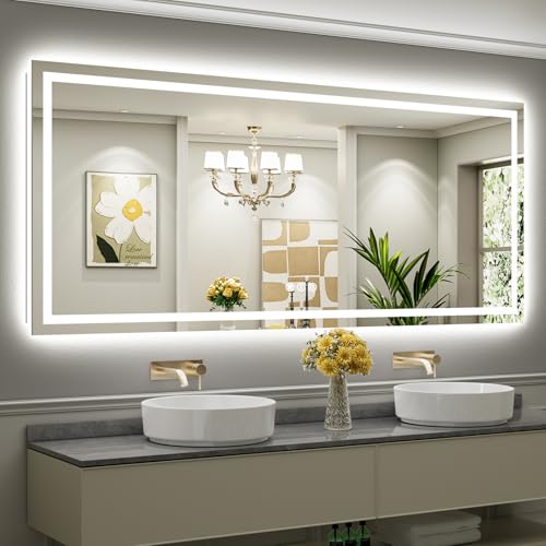 88x38 Inch LED Bathroom Mirror with Lights (Backlit+front Lit / 88"L x 38"W)