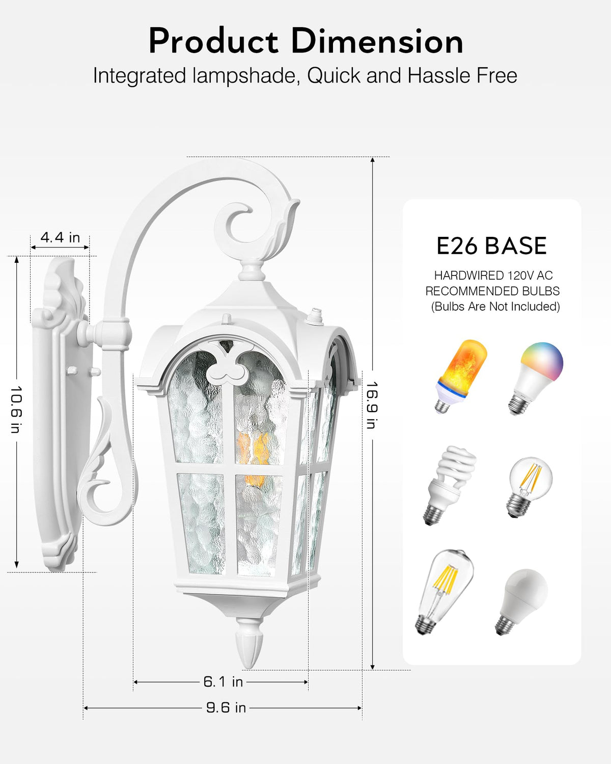 White Porch Lights Outdoor (White / Down 1-Pack)