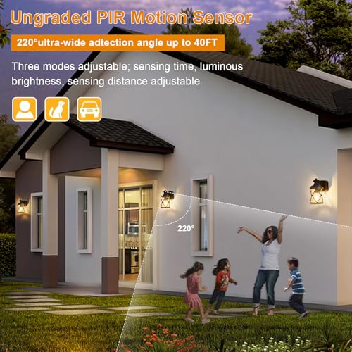 Dusk to Dawn Motion Sensor Outdoor Porch Light with GFCI Outlet (Brown / 2 Pack)