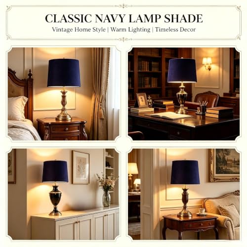 Blue Velvet Lamp Shades Set of 2 (Blue-Velvet / 11×13×10 IN-2 PCS)