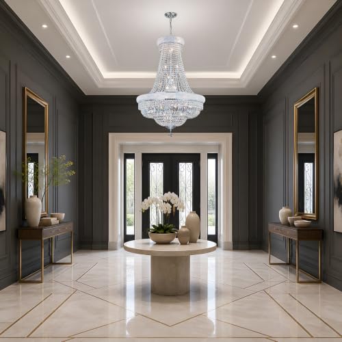 Chrome Crystal Chandeliers for Dining Room (Chrome / D30'' - 28Lights)