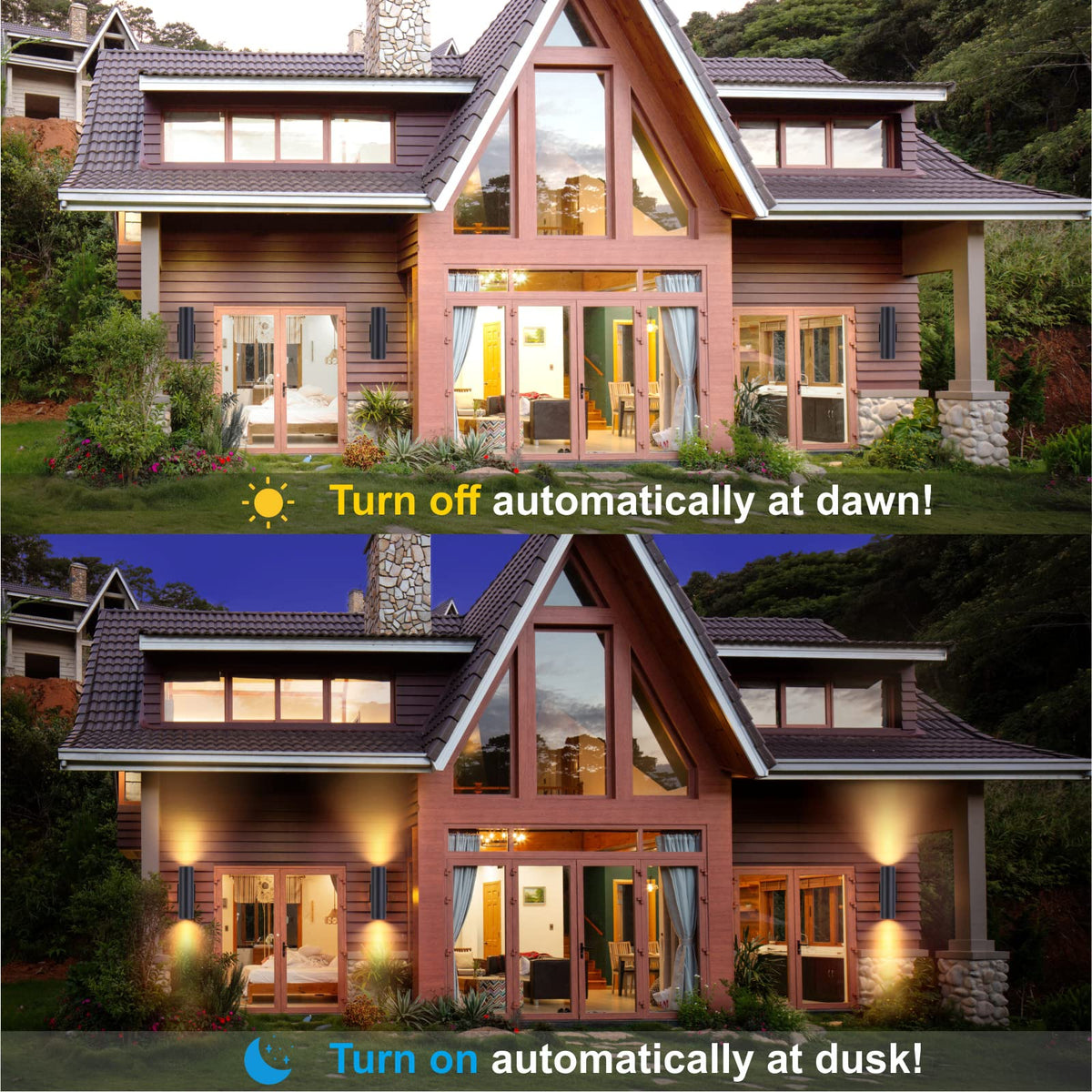 Dusk to Dawn Outdoor Lighting Sensor Wall Lights 1 Pack (Black)