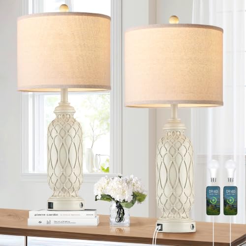 Rustic Table Lamps for Bedroom Set of 2