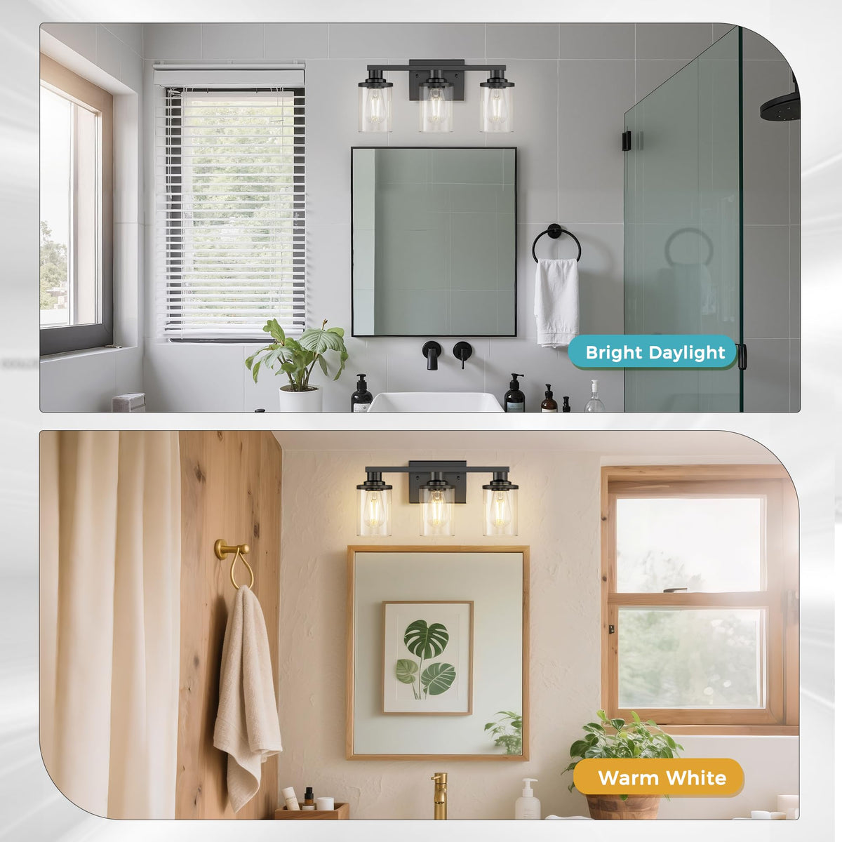 Bathroom Vanity Light Fixtures Over Mirror Modern Black 3 Light (Black / 3-Light (17inch))