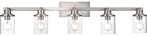 5 Light Brushed Nickel Track Lighting Fixture for Ceiling Mounting Bathroom Vanity Wall Scones with Rotatable Spotlight (Brushed Nickel / 5 Light)