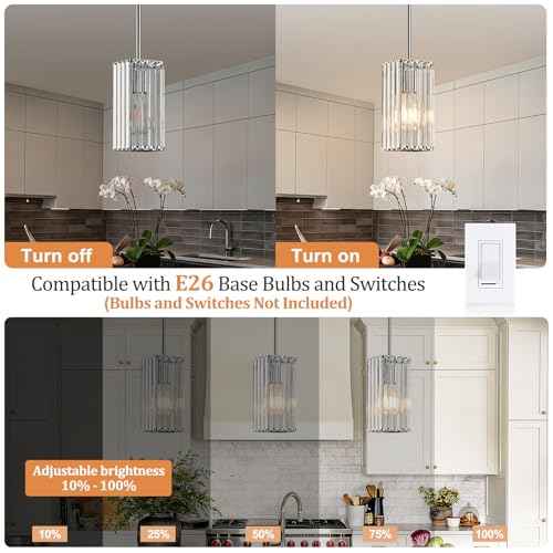 Modern Crystal Pendant Lights Kitchen Island (Chrome / 3Pack)