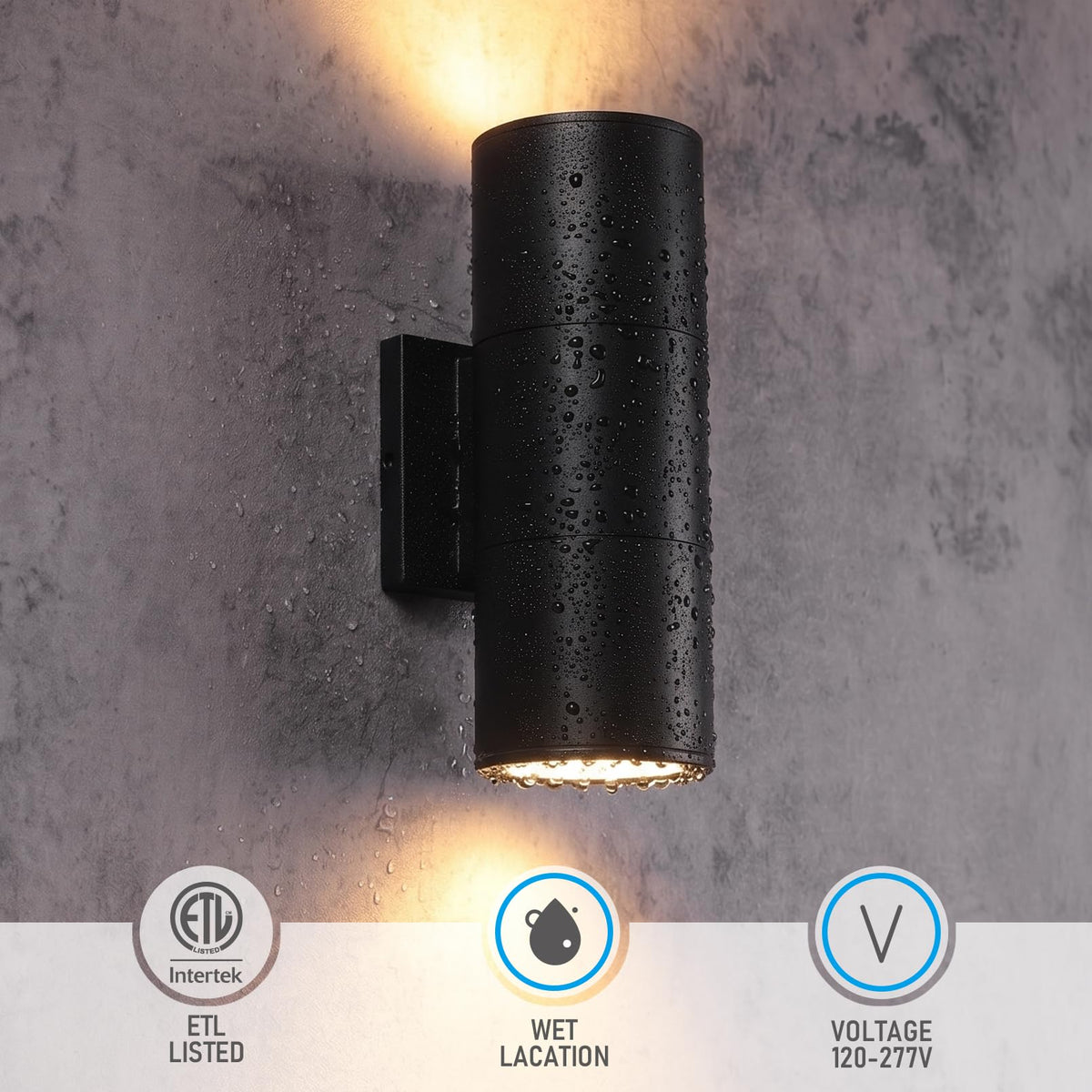 2 Pack 12 Inch 3000K LED Cylinder Up Down Wall Light Outdoor (Warm White (3000K) / 12 Inch)
