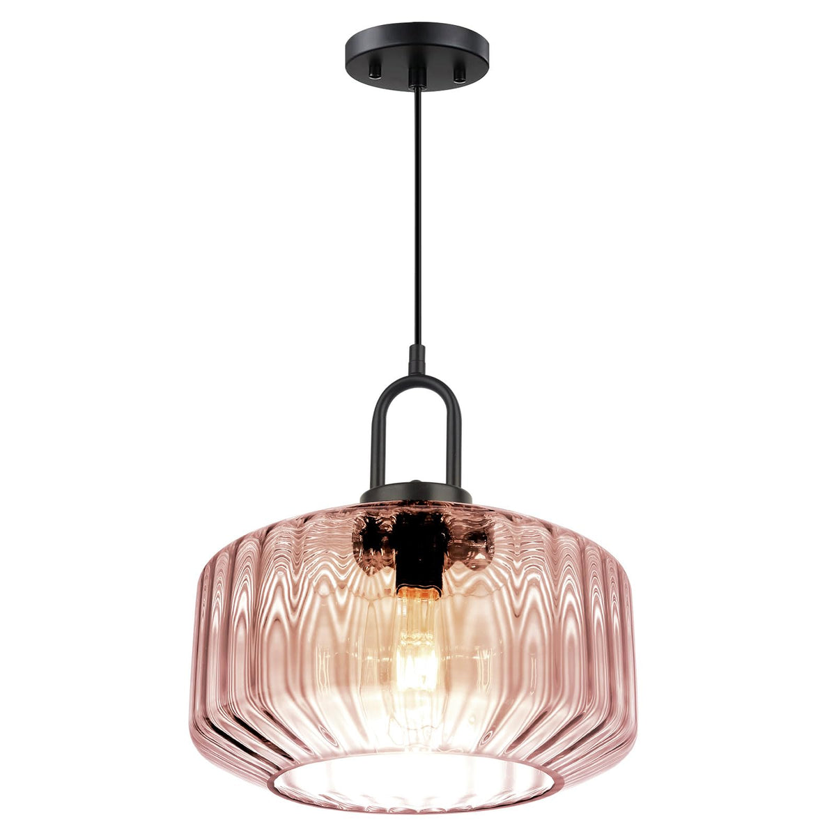 Pink Pendant Lights Fixture Mid Century Modern Pendant Lighting Large Glass Globe Shade Adjustable Cord Pendant Light Vintage Ceiling Hanging Lights for Dining Room Kitchen Island (Pink)