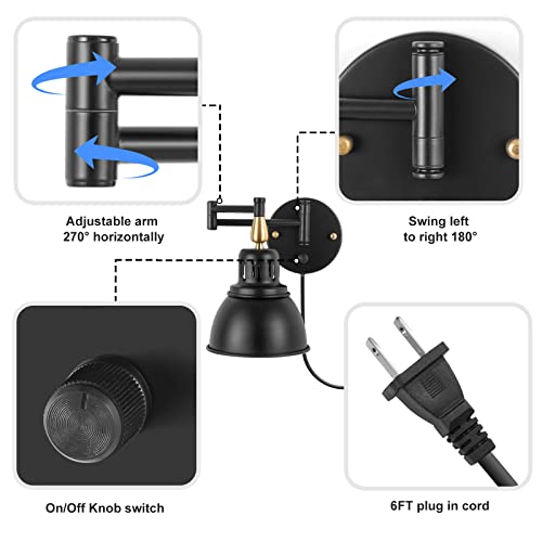 Wall Sconces Plug in (2 Pack - Bulbs and Remote Control)