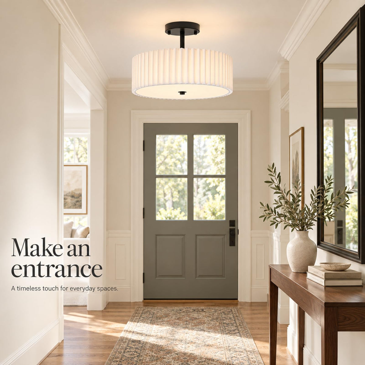 Semi Flush Mount Ceiling Light (Black / 16.5inch)
