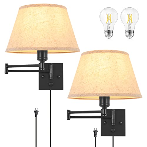 Dimmable Wall Sconce Plug in (Beige / Large)