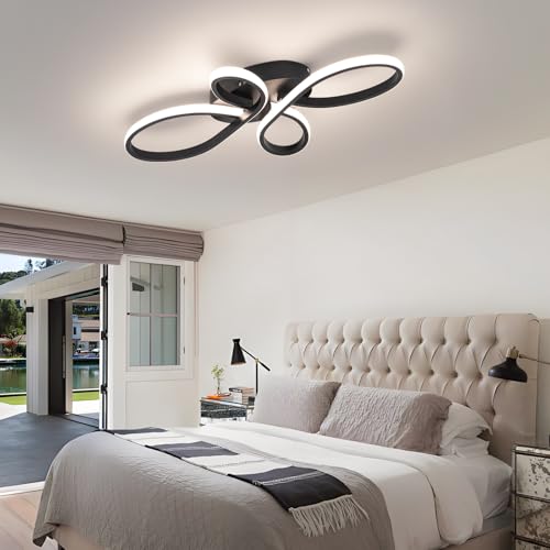 Modern LED Ceiling Light (Black,23.62Inch)