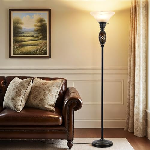 70" Floor Lamp for Living Room with Nightlight (Black)