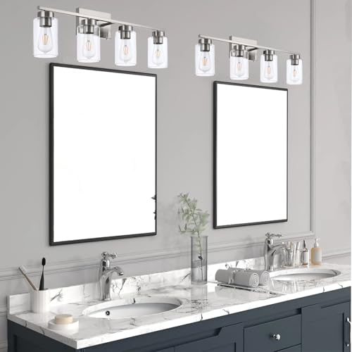 4 Light Bathroom Vanity Light Fixtures (4 Lights Nickel)