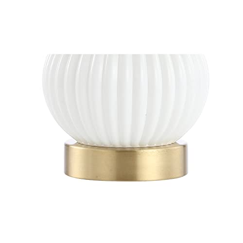 Daphne Ribbed Gourd Metal (White/Brass Gold)
