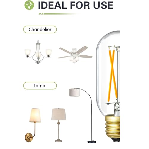 E26 LED Bulb 6W Equivalent e26 led Bulb 60 Watt Warm White 2700K Dimmable E26 Edison Bulb AC120V 600lm Tubular T14 LED Bulb for Pendant (6w=60w 2700k 600lm Warm White)