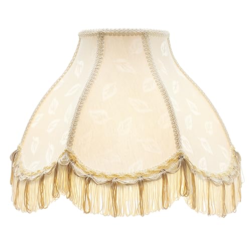 30336 Tranditional Scallop Dome Shape Spider Construction Lamp Shade in Butter Cream Jacquard Fabric (Butter Cream & 13" Wide)
