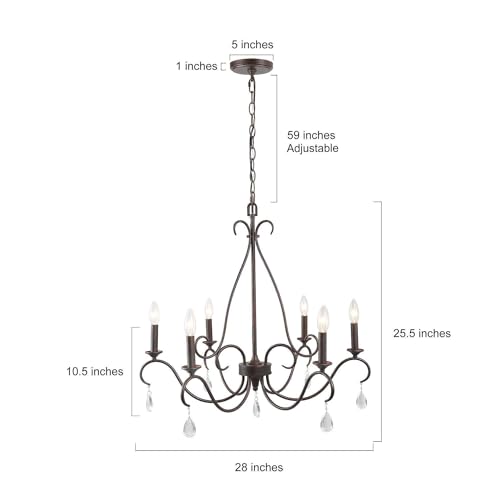 Farmhouse Chandelier (28 in. in diameter and 25.5 in. in height / Rust-colored Bronze)