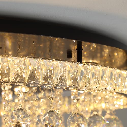 Dia 24" Modern Crystal Chandeliers for Dining Room (Black / Dia 24")