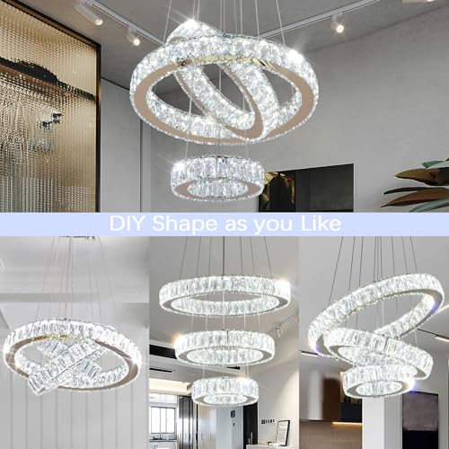 Gold 3 Ring Chandelier Led Pendant Light Hanging Led Chandelier Modern Chandelier for Dining Room Living Room Bedroom