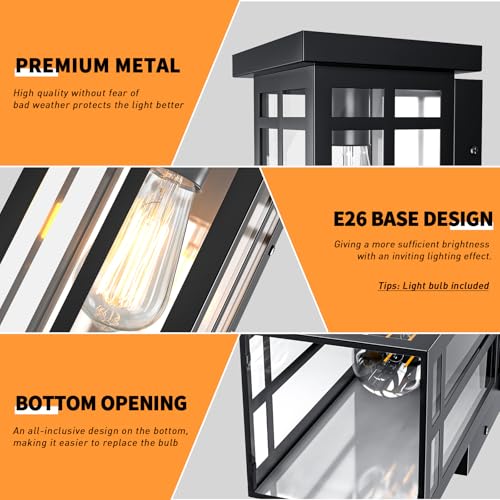 Solar Porch Lights Outdoor 2 Packs