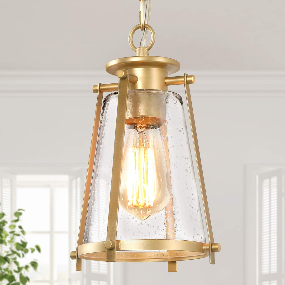 Gold Pendant Lighting for Kitchen Island (7.5" L x 7.5" W x 11" H / Gold)