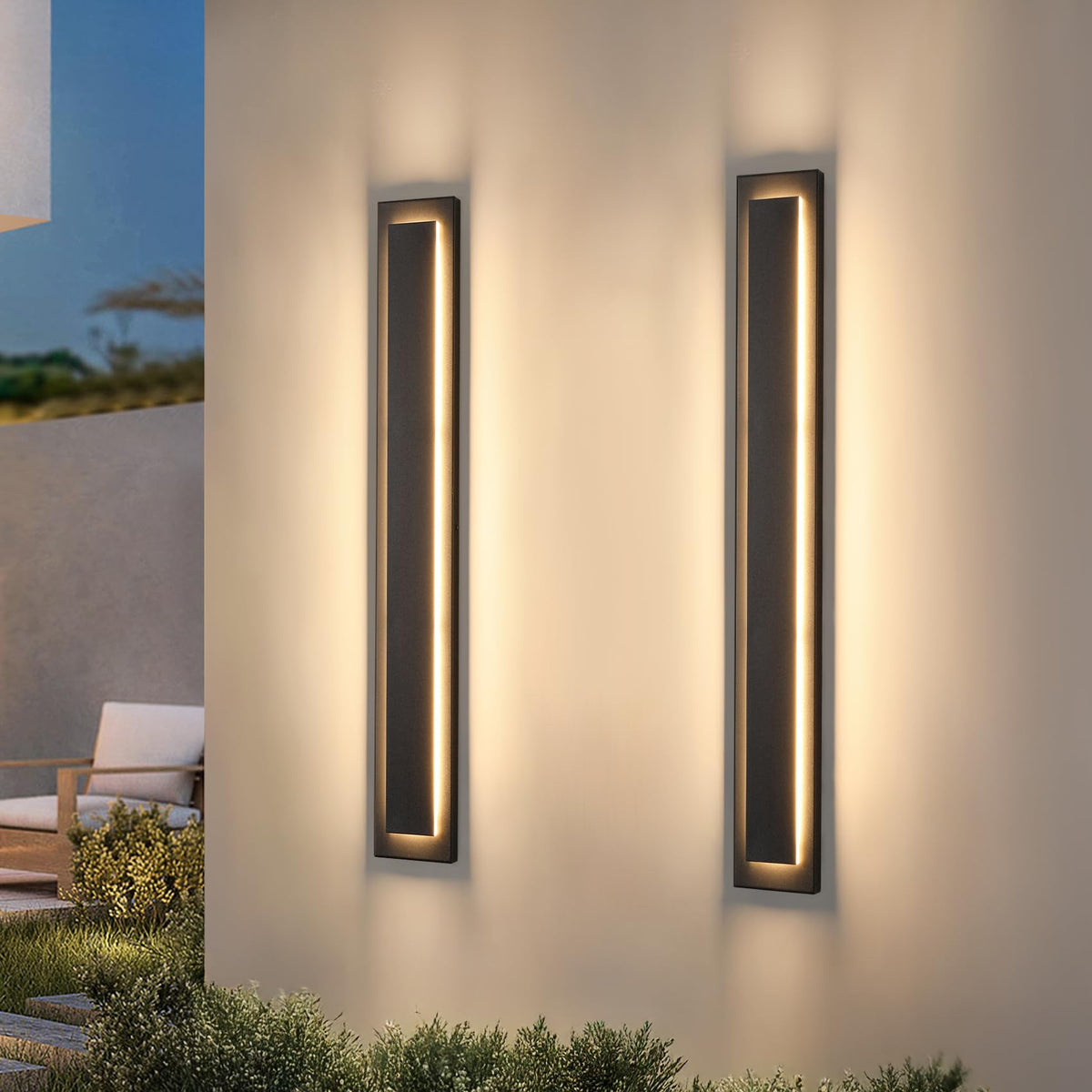 24 in Long Outdoor Wall Lights Modern Exterior Wall Light (Black 1-tier Modern Design / 40 Inches（100 cm）)