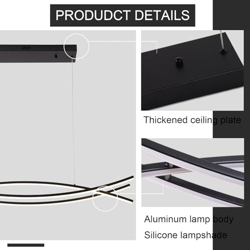 39.37in Color Changing Modern LED Pendant Light (Black / 39.37")