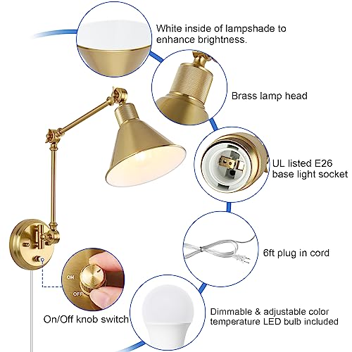 Wall Sconce with Remote Control (Gold / 2 Pack- (Remote+Bulbs))