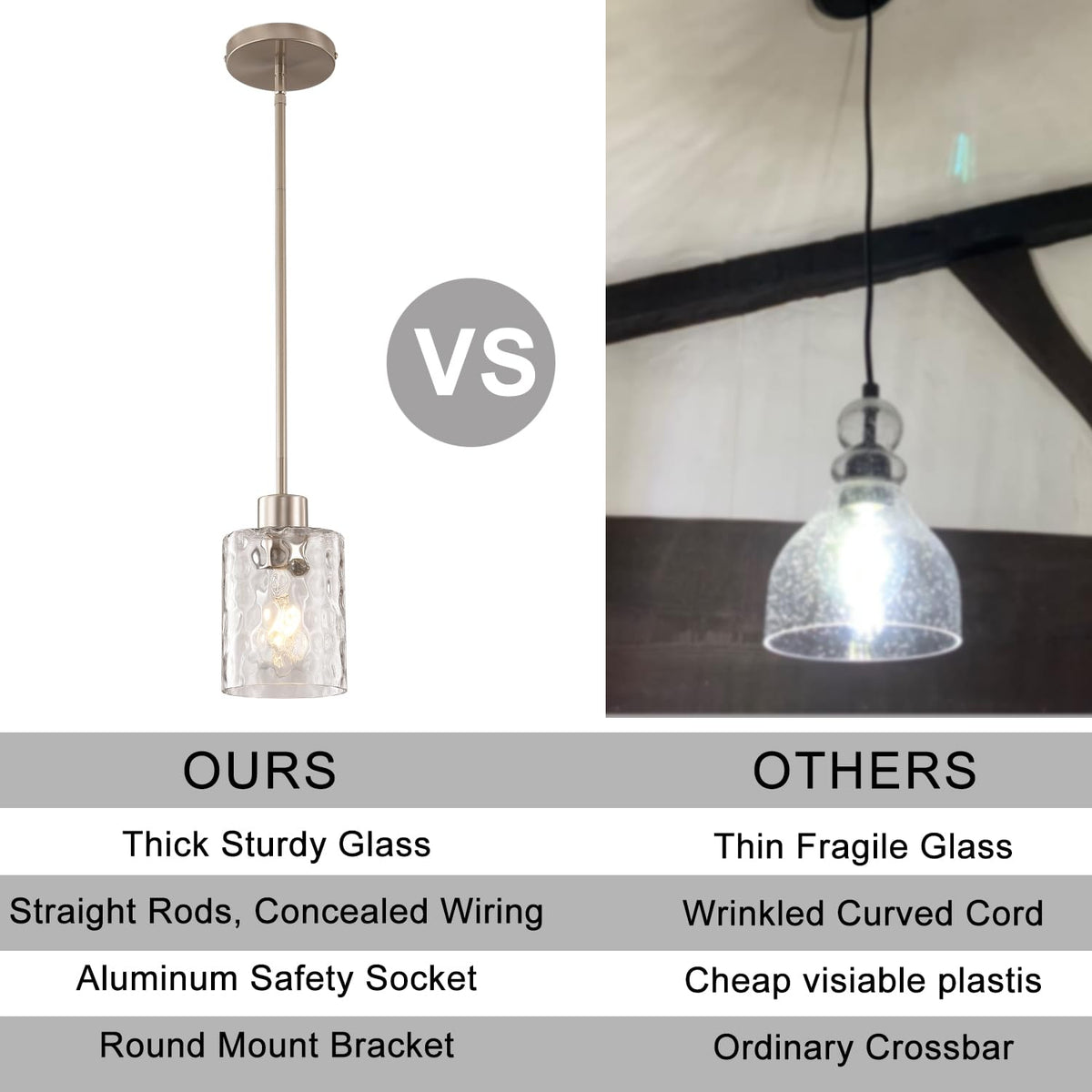 2 Pack Brushed Nickel Glass Pendant Light (2 pack brushed nickel water glass)